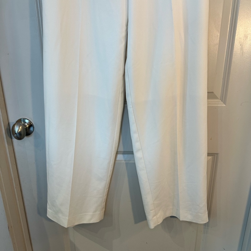 House of CB Ivory High Waisted Wide Leg Designer Trouser Pants, Medium - Picture 6 of 10